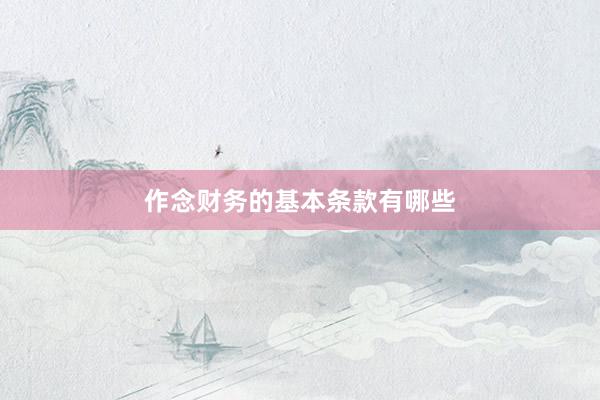 作念财务的基本条款有哪些